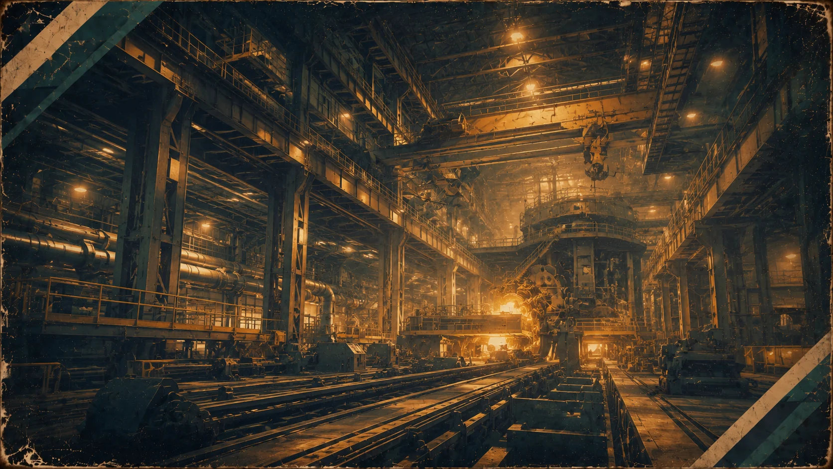 Industrial metals production facility illuminated at night